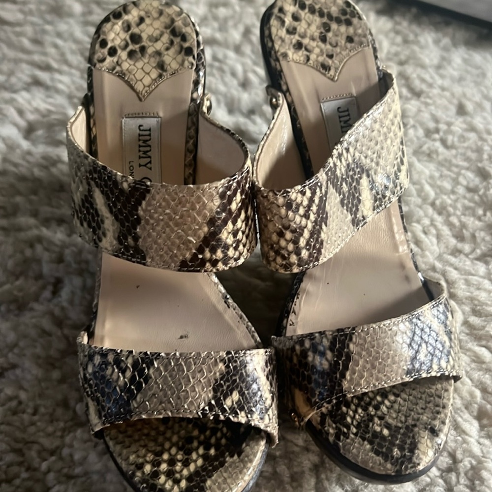 Jimmy Choo 39 sandal clog animal print gold studs